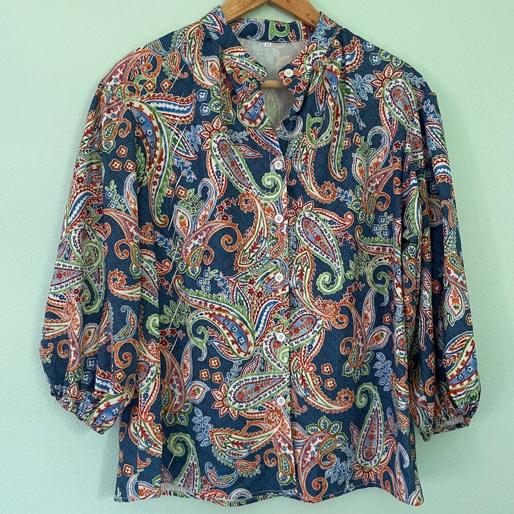 Fun multi color Size Medium blouse - Picture 1 of 5